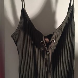 Green tank top dress with wide lace lace up